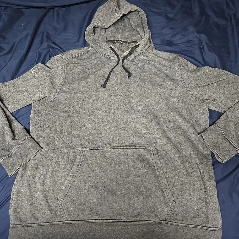 The North Face Hoodie Mens XL Gray Knit Pullover Sweatshirt Sleeve Logo Outdoor